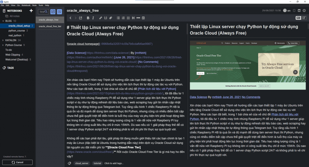 Ứng dụng ghi chú Joplin