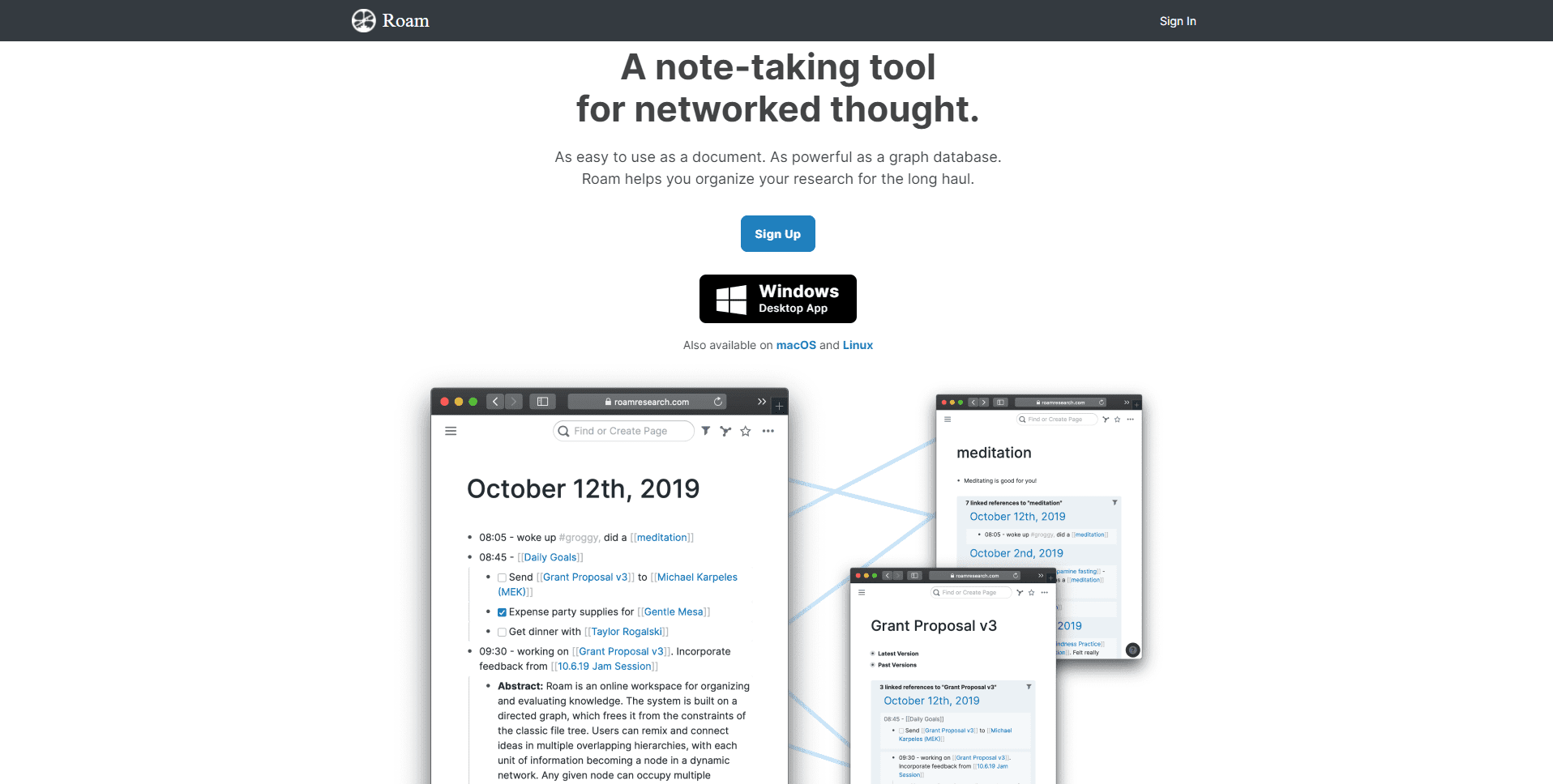 Ứng dụng ghi chú Roam Research